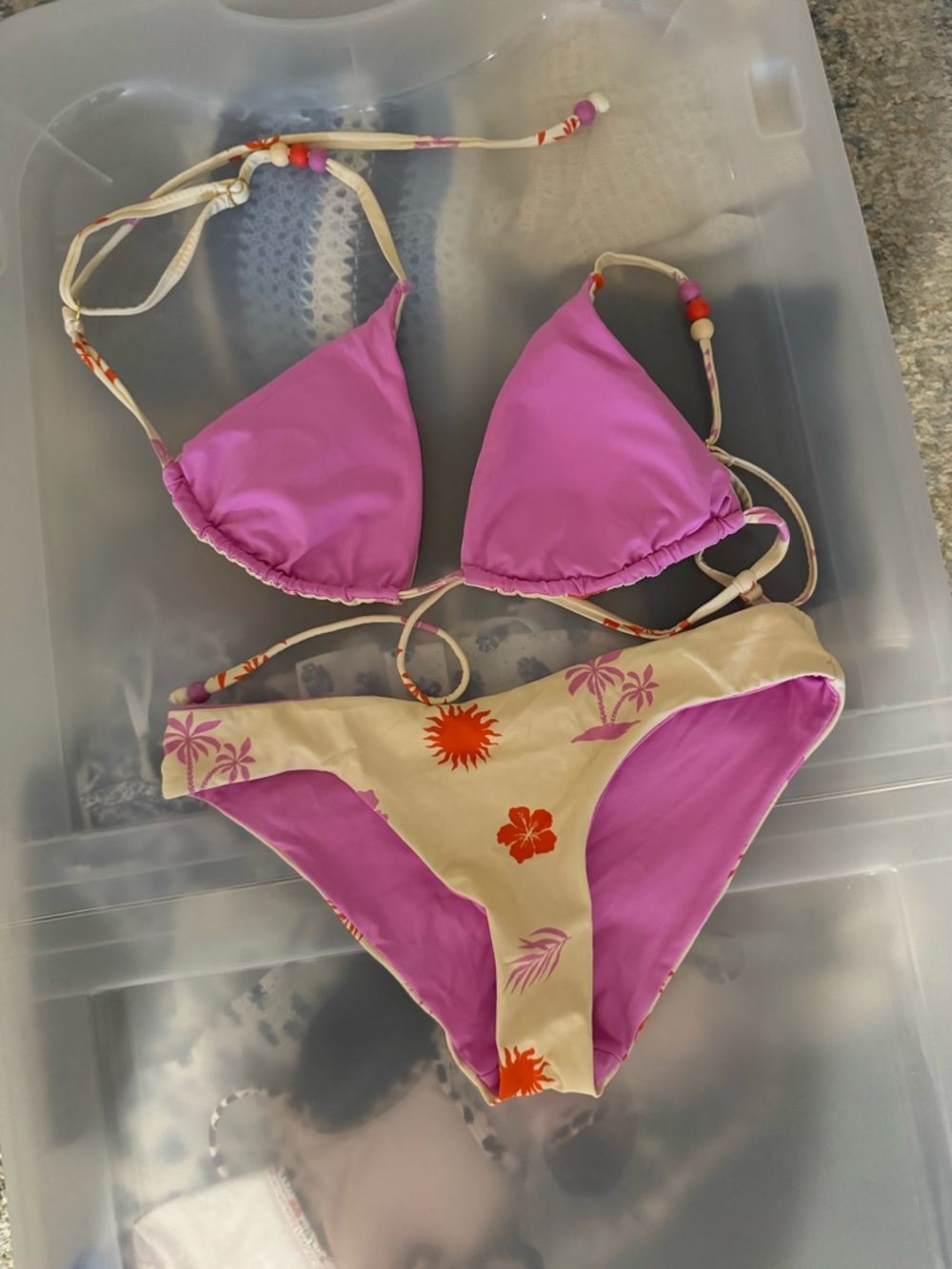 Pink & Cream Floral Two-Piece Bikini